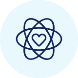 picture of an atom with a heart in the center